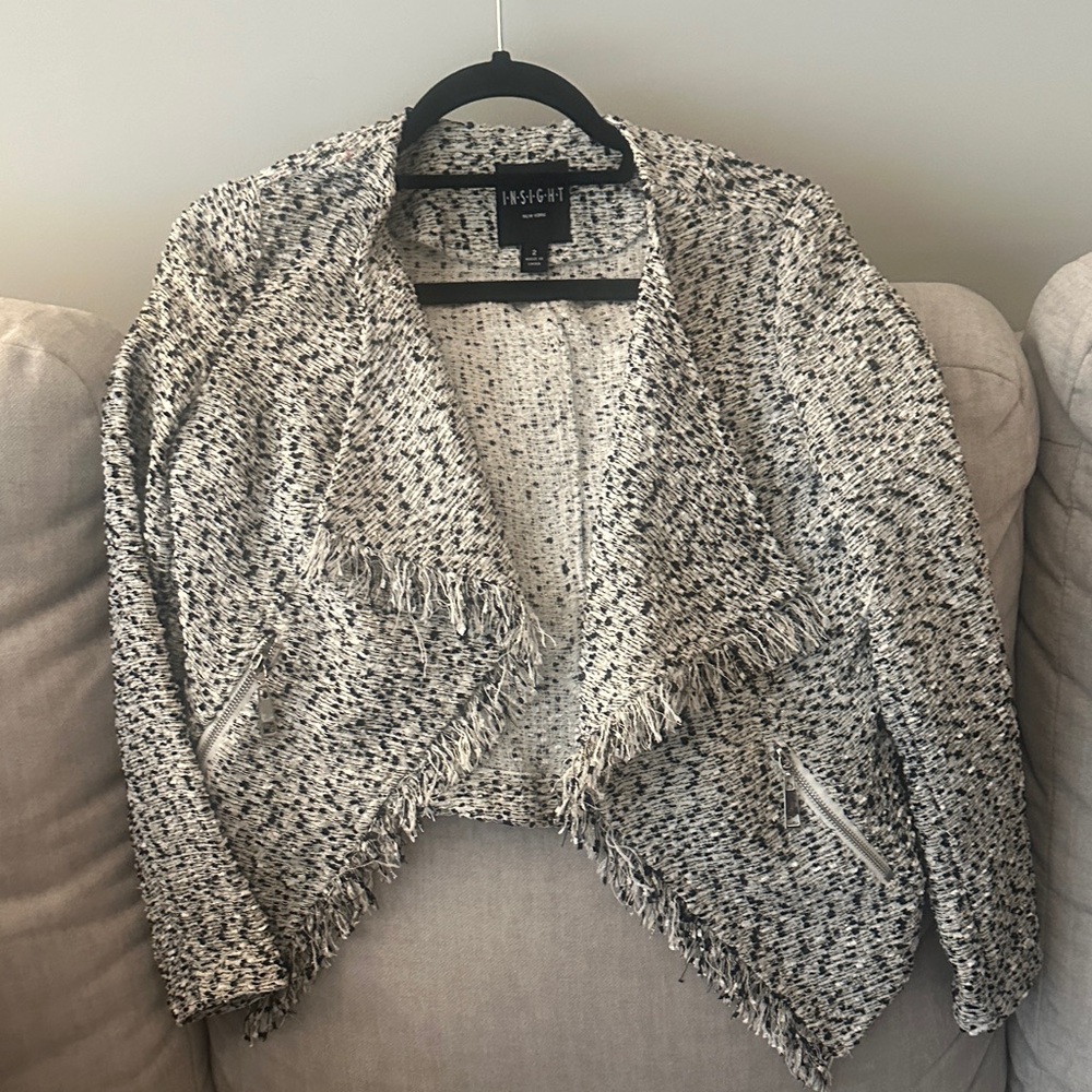 Insight Black and White Textured Cardigan